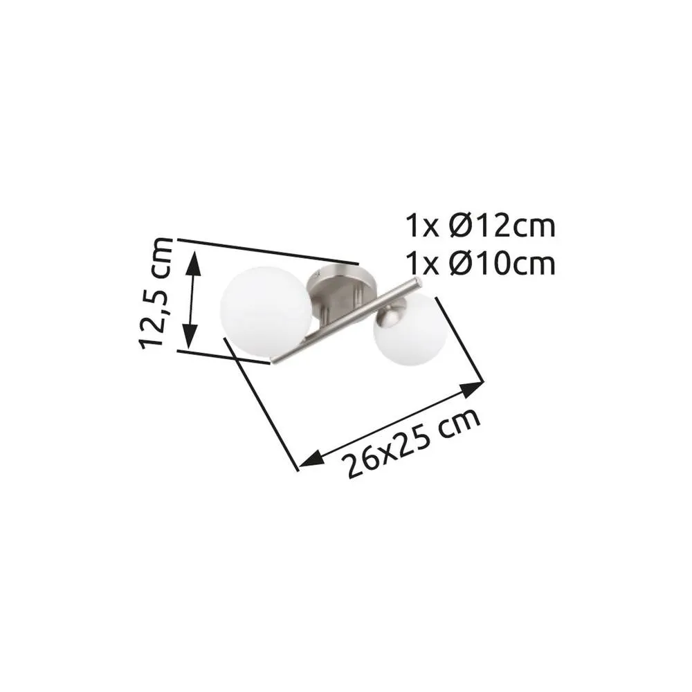 Netlighting Riha Globe Wall Lights Nickel Matt Opal Glass Shade 2x G9 3000K in Grey 5