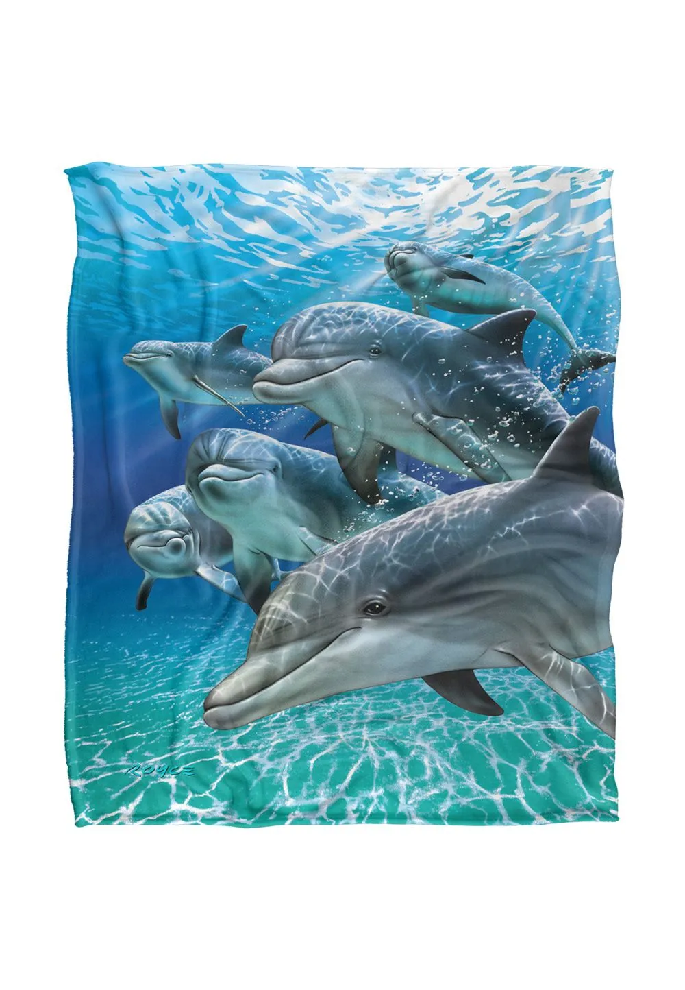 JQ Licensing Royce Mcclure Dolphin Travelers Silky Touch Super Soft Throw Blanket 152 X 127 cm in White