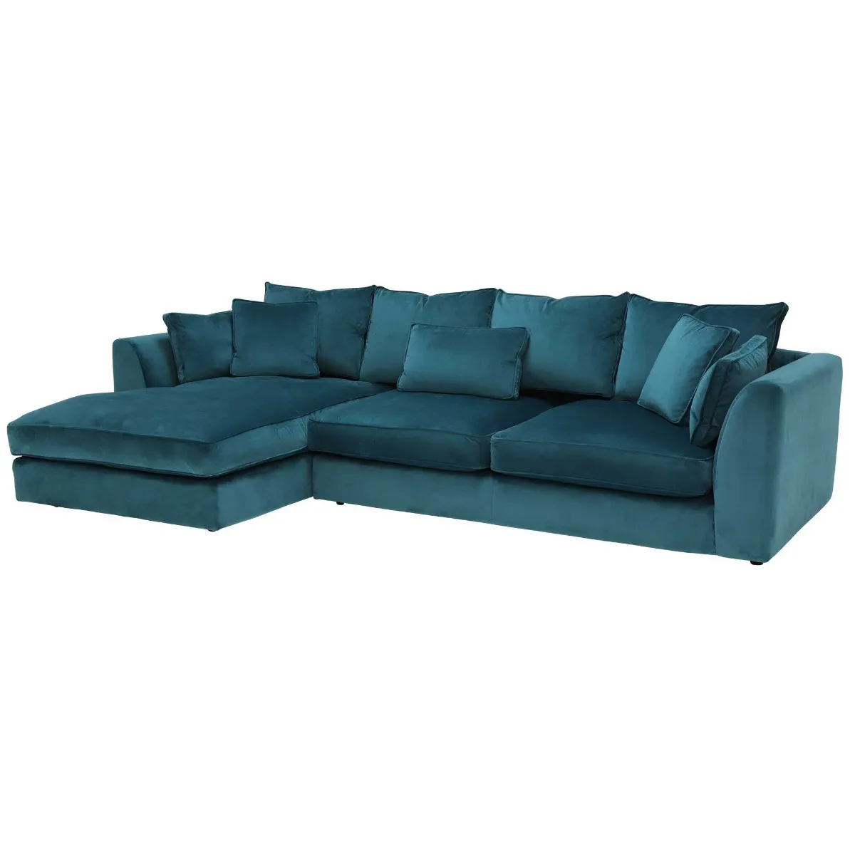 Harrington Large Left Hand Facing Chaise Sofa, Lumino Teal With Foam Interiors