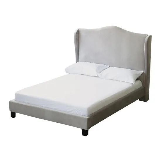 Chateaux Wing Double Fabric Bed In Silver