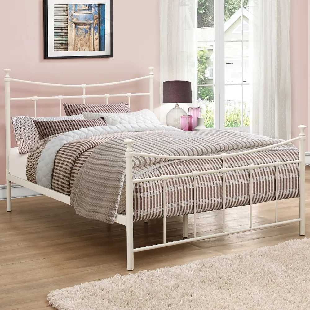 Emily - Small Double - Metal Bed - Cream White - Metal - 4ft - Happy Beds