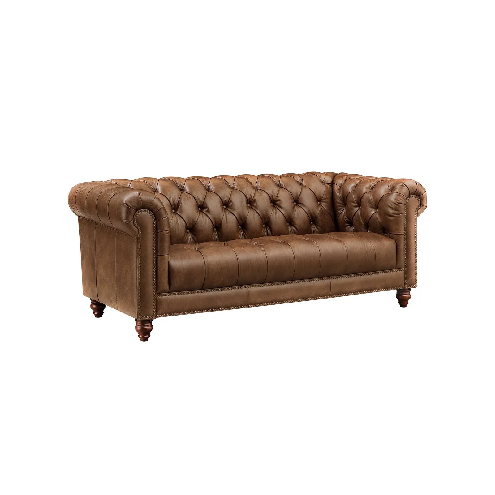 Ullswater 3 Seater Chesterfield Sofa 2034 Dark Rum Fl, Brown Leather | Barker & Stonehouse 2