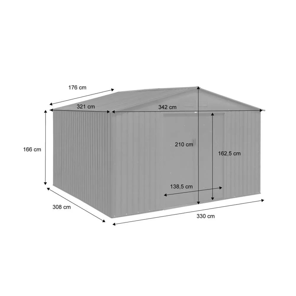 sweeek 10.85 m² metal garden shed with two sliding doors in Dark Grey 5