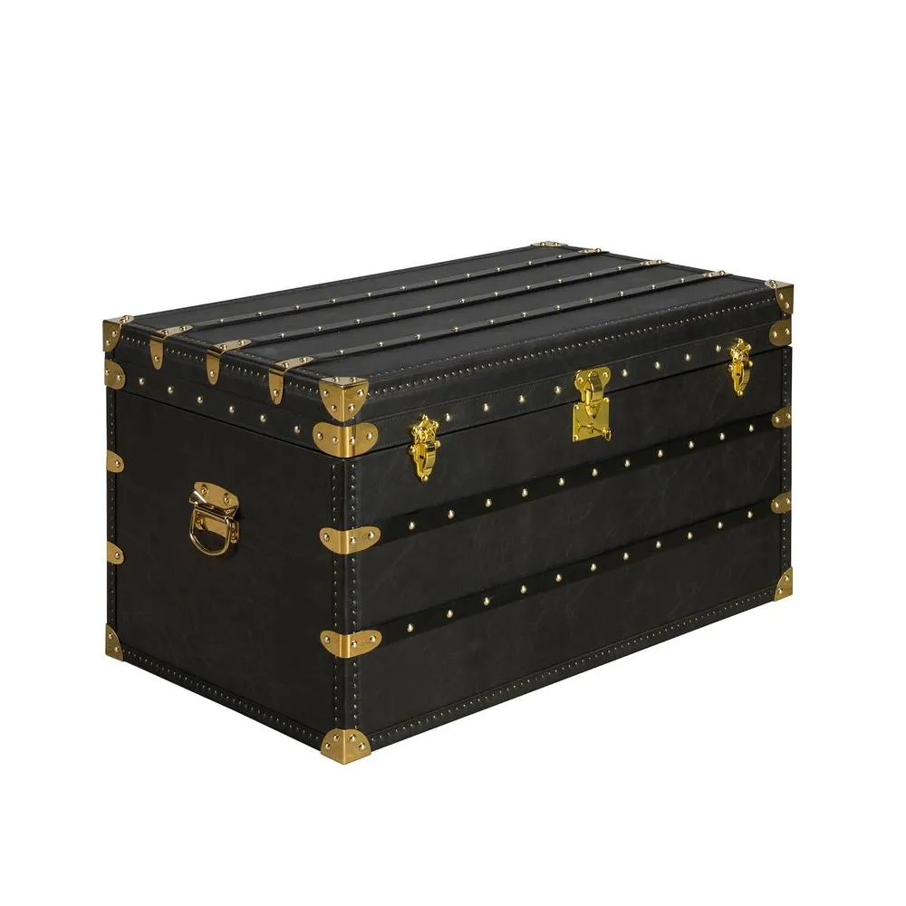 Angel Cerda Black Cowhide Leather Storage Trunk, 93x54x50 cm