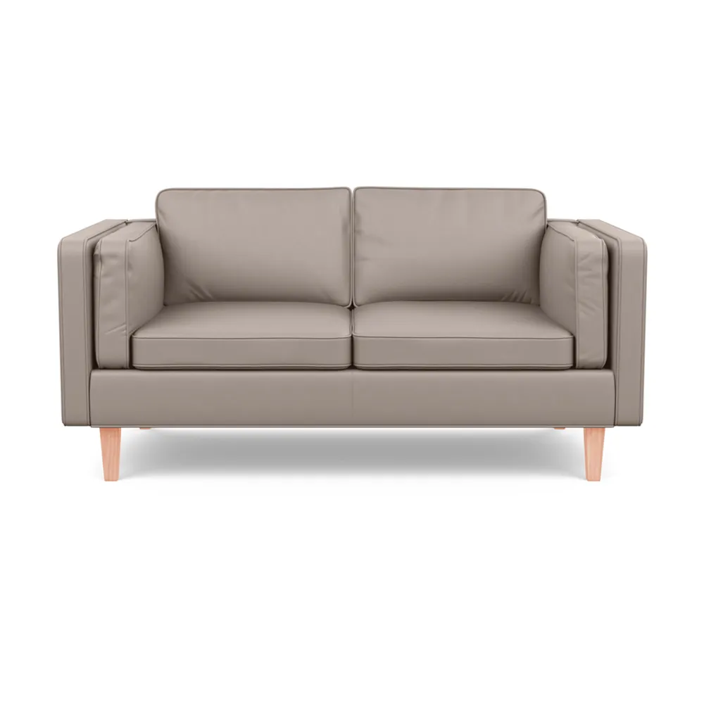 Heal's Chill 2 Seater Sofa Leather Grain Light Grey 060 Natural Feet