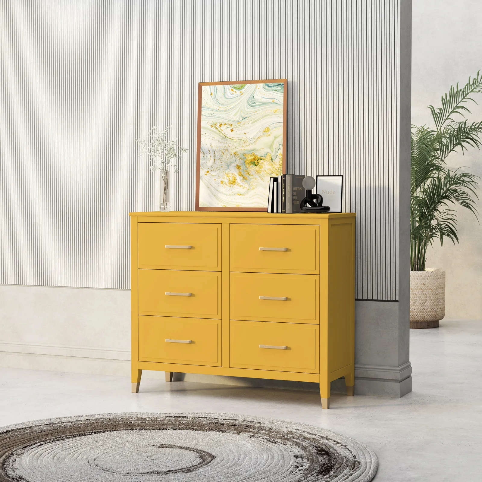 Cabinet Bits Palazzi 6 Drawer Chest of Drawers in Mustard 1