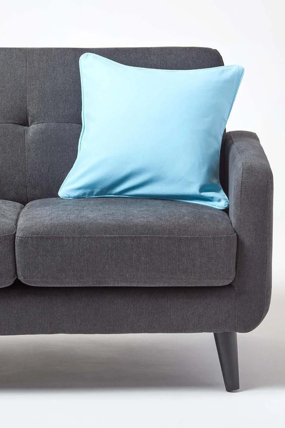 Homescapes Cotton Plain Cushion Cover in Blue 4