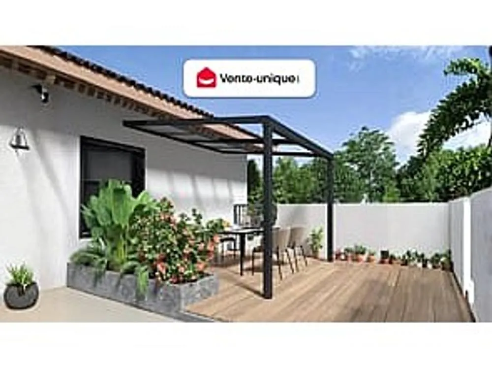 Vente-unique Wall-Mounted Aluminium Pergola With Sliding Roof - 9 M² - Anthracite in Dark Grey 4