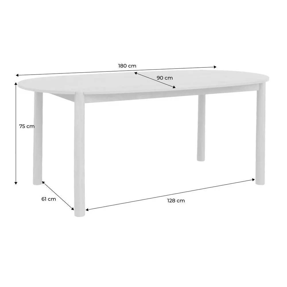 sweeek Oval rubberwood dining table 180cm seats 6 in Black 5