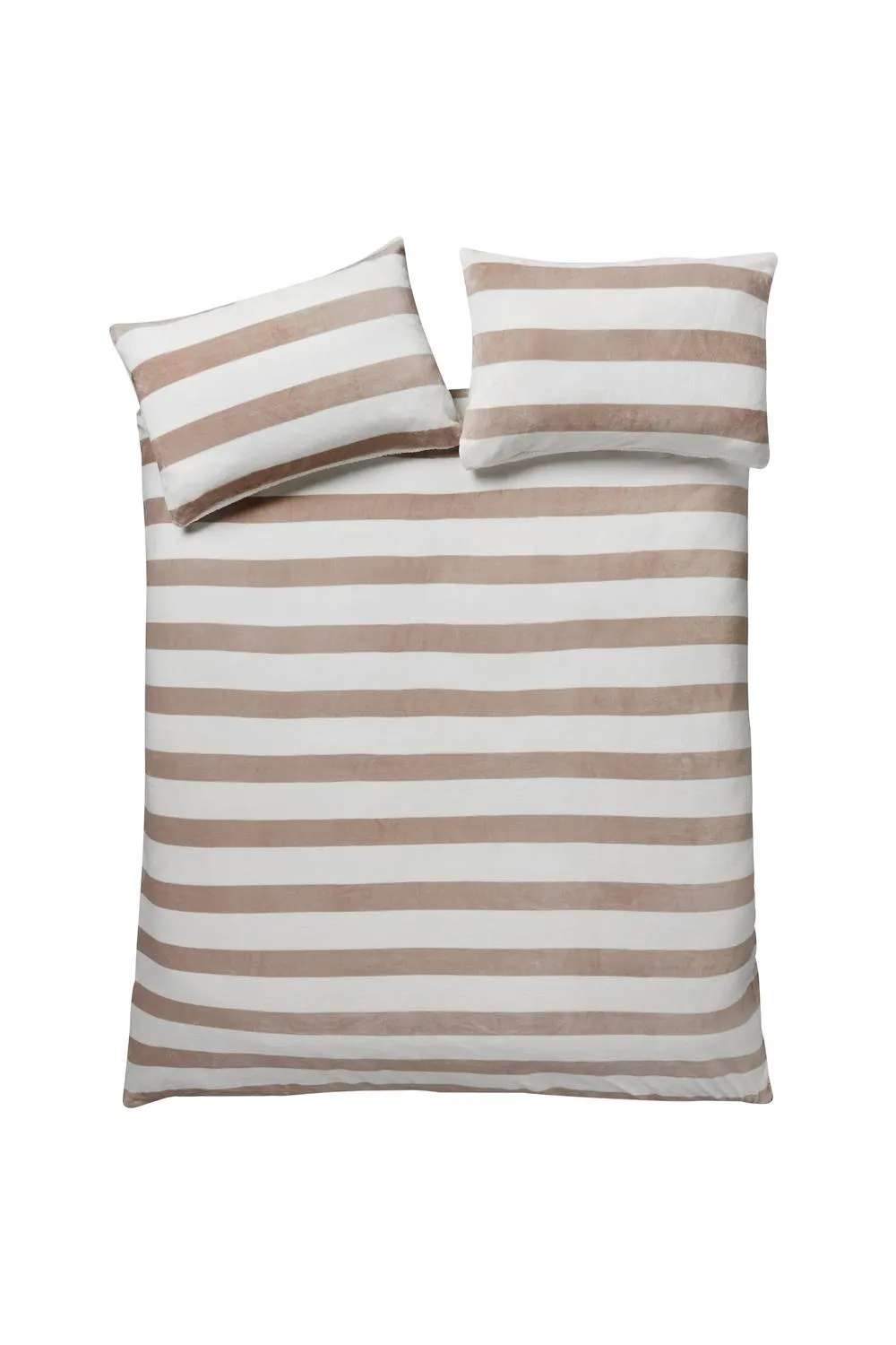 Catherine Lansfield 'Cosy Sherpa Stripe' Duvet Cover Set in Natural 4