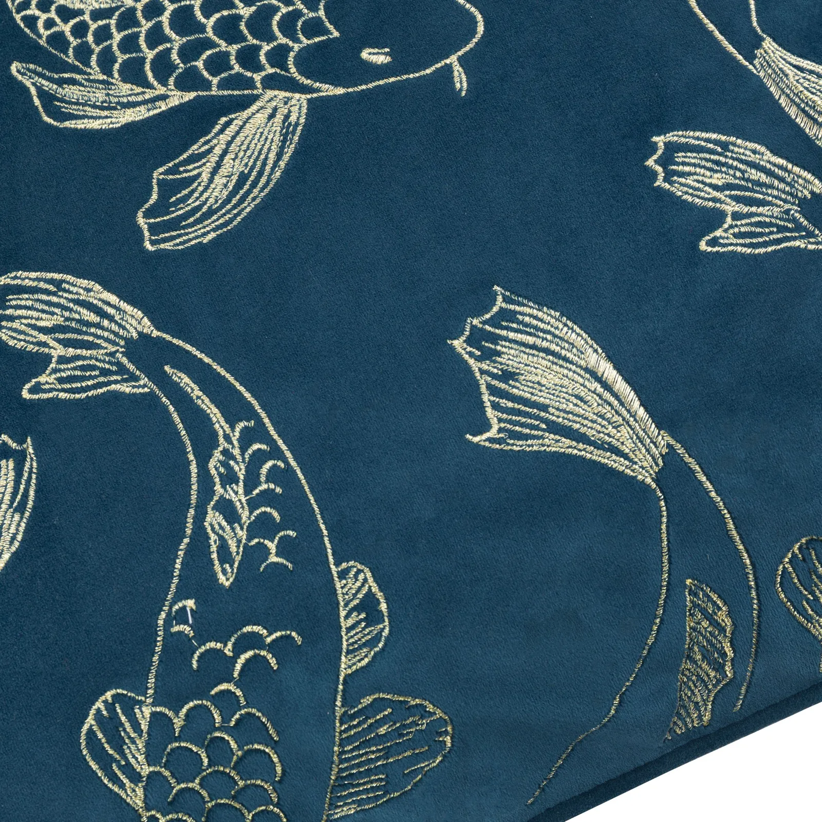 Paoletti Koi Pond Embroidered Velvet Cushion in Navy 5