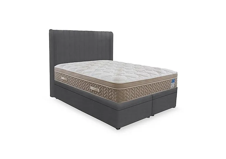 PlushTech Electric End Lift Ottoman Divan Set - Double - Plush Dark Grey