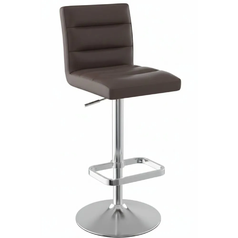 netfurniture Swank Brushed Steel Bar Stool With Faux Leather Padded Seat Brown