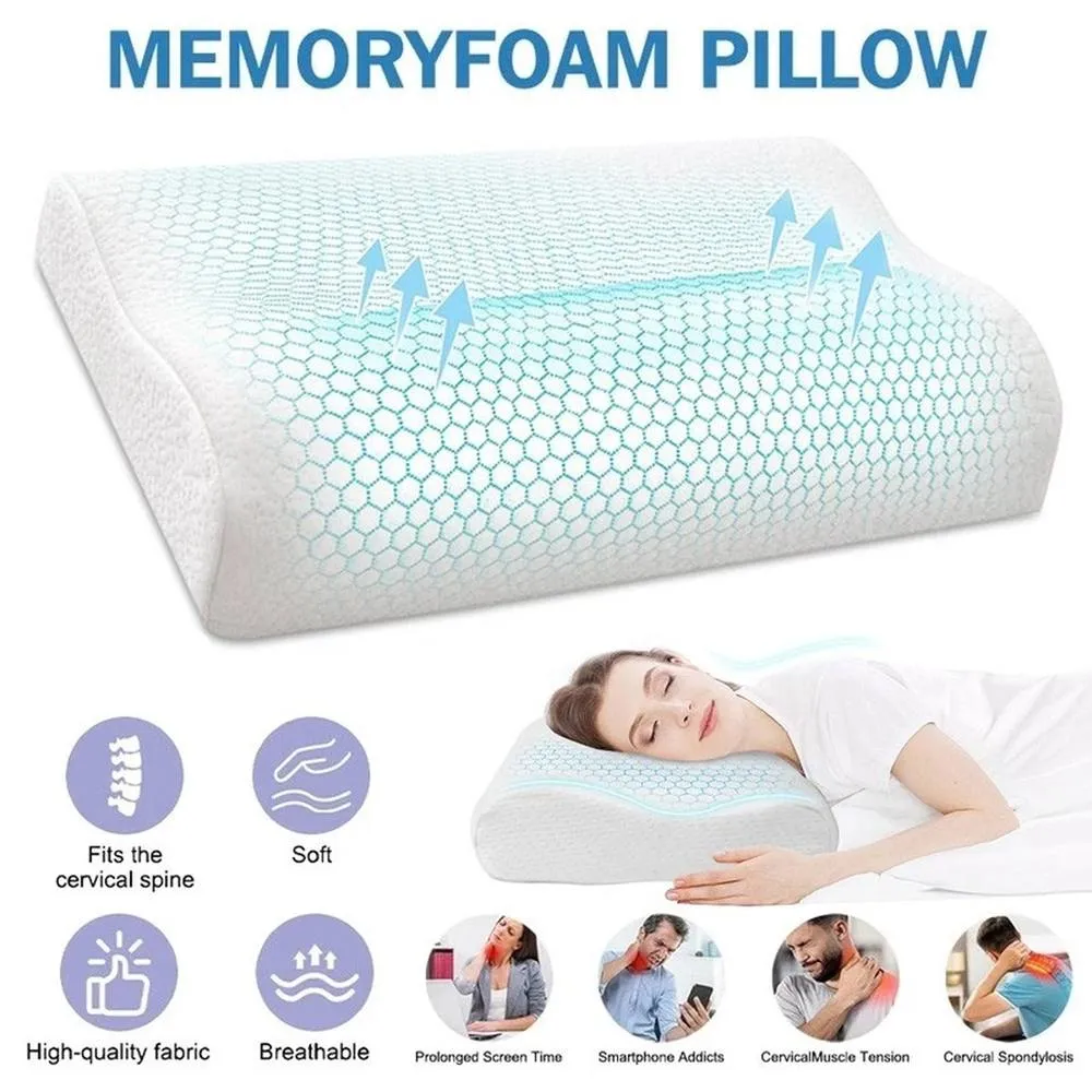 FLAVORA Orthopaedic Contour Memory Foam Pillow Neck & Head in White