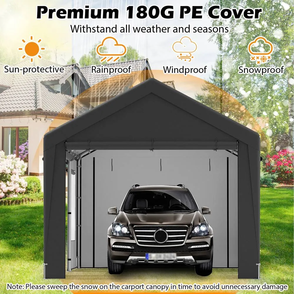 Costway Outdoor Car Shelter Carport - Grey 6