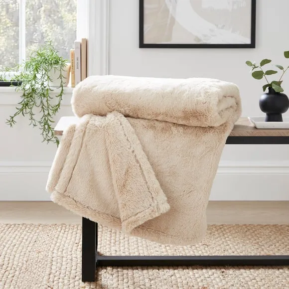 Double Sided Faux Fur Throw Blanket