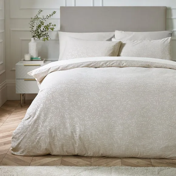 Catherine Lansfield Corded Leaves Duvet Cover & Pillowcase Set 1