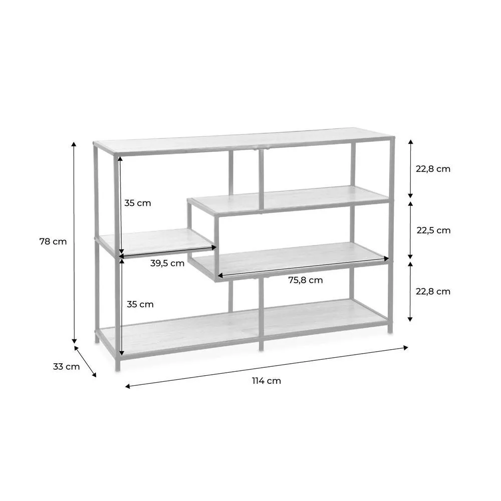 sweeek 5-level Industrial Bookshelf In Metal & Wood Effect in Light Brown 6