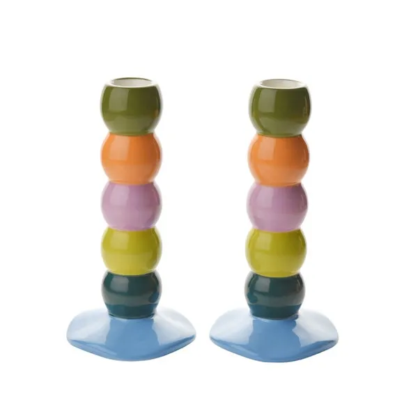 Raspberry Blossom Set of 2 Bobbin Candle Sticks 3