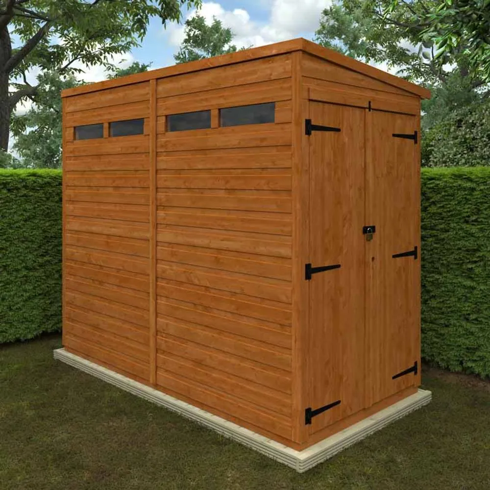 Buttercup Farm 8x4 Flex Pent Security Doubel Door 12mm Flex - L238.8 x W115 x H203 cm in Burnt Orange 2