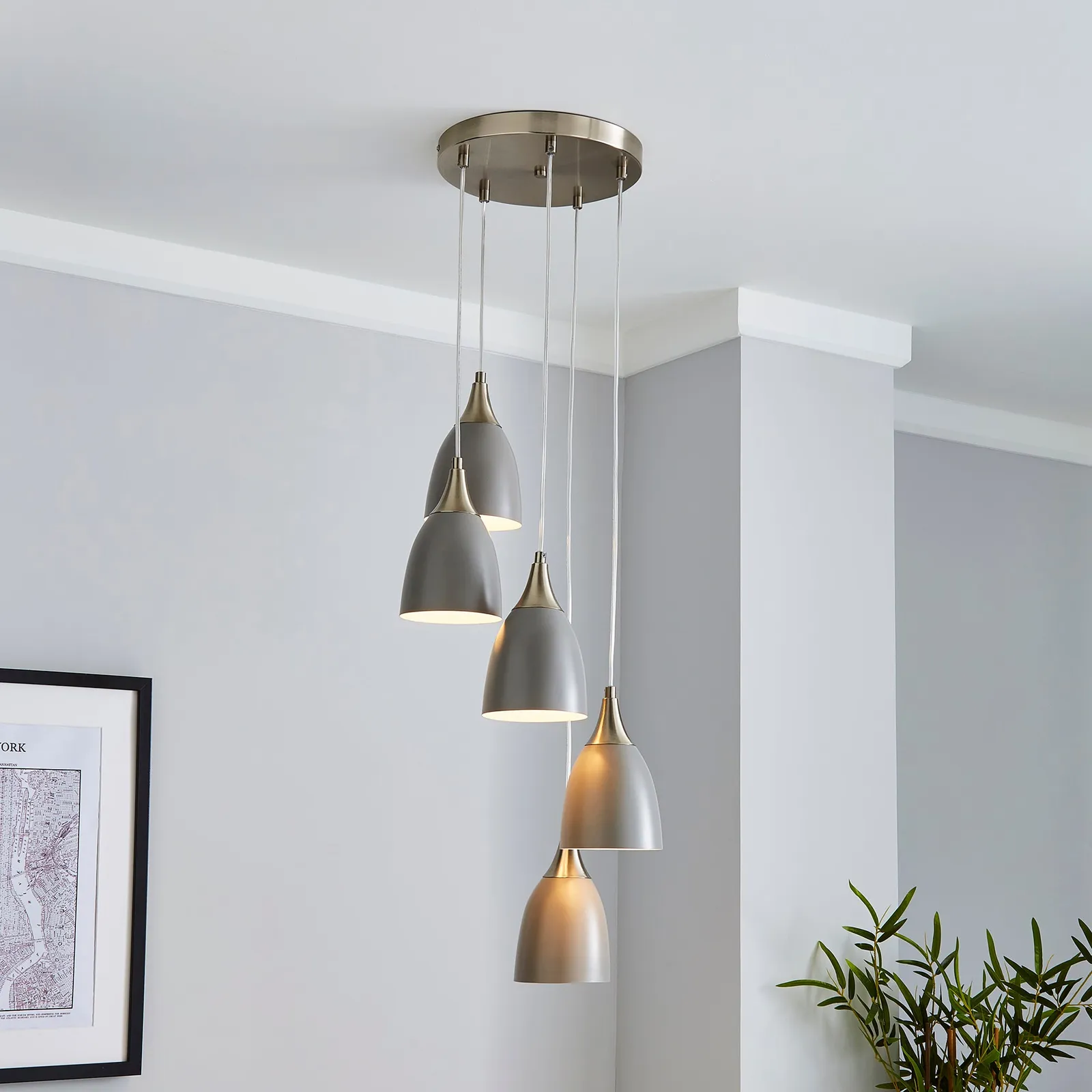 Bea 5 Light Cluster Ceiling Fitting Grey Grey