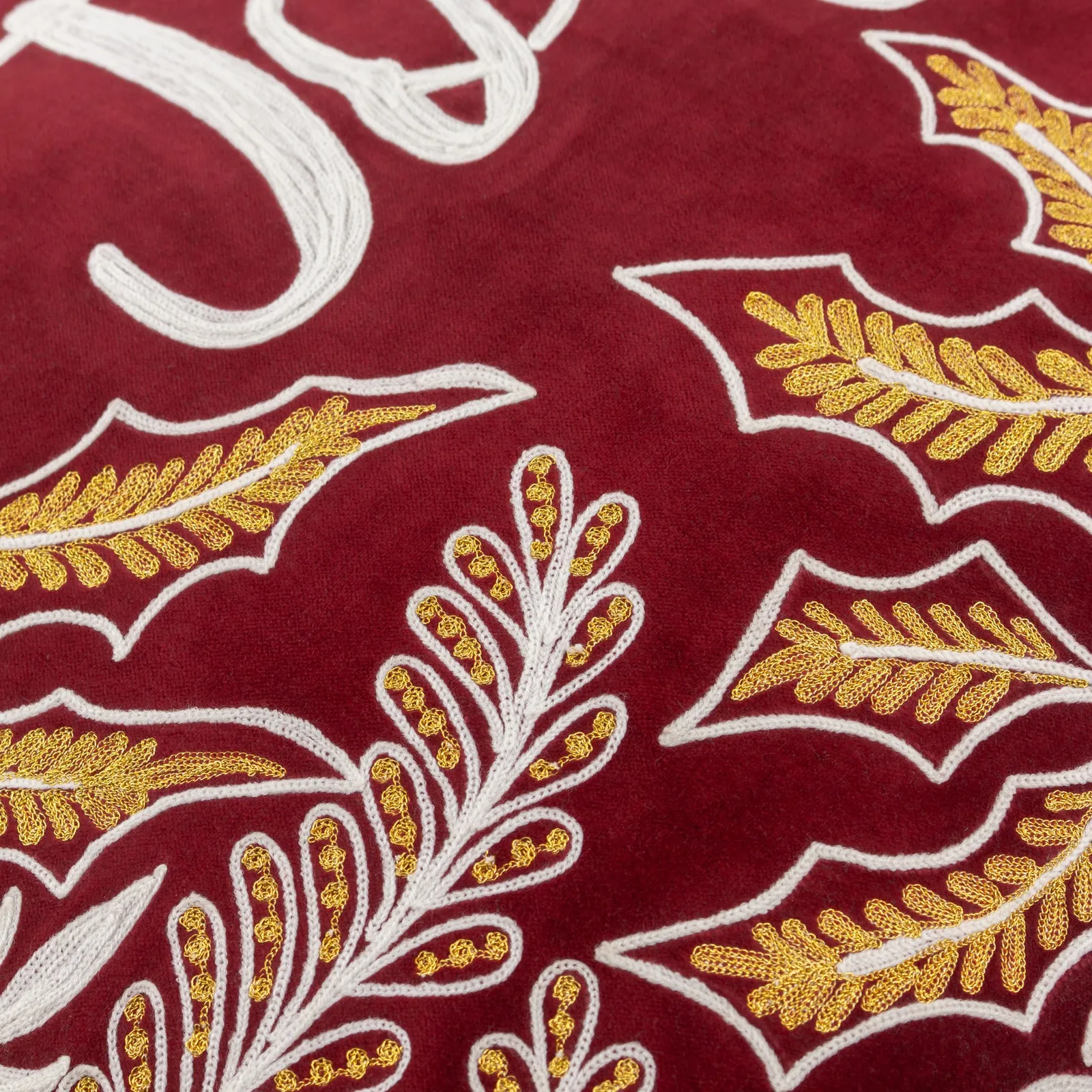 Paoletti Winter Joy Embroidered Polyester Filled Cushion in Red 4