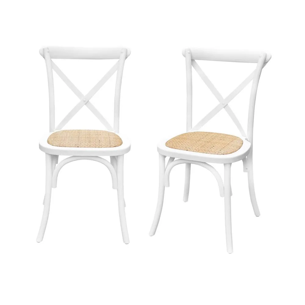 sweeek Set of 2 Vintage Wooden Bistro Chairs in White 2