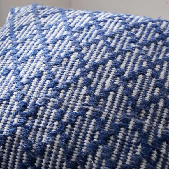 Set of 3 Denim Blue Ikat Square Scatter Cushions 4