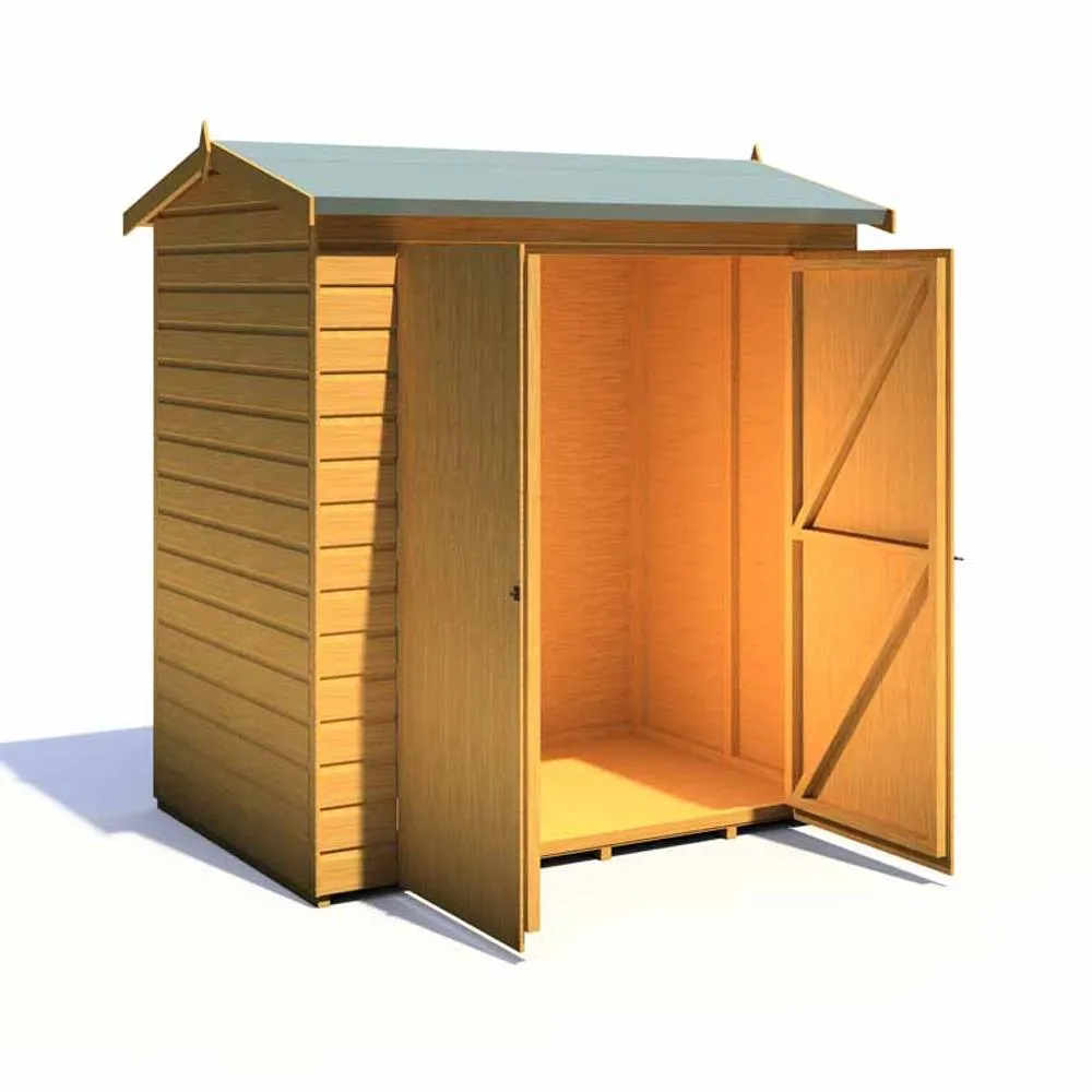 Shires Lewis 4x6' Double Door Reverse Apex Style Shed - L191.4xW136xH204.3 cm in Brown 5