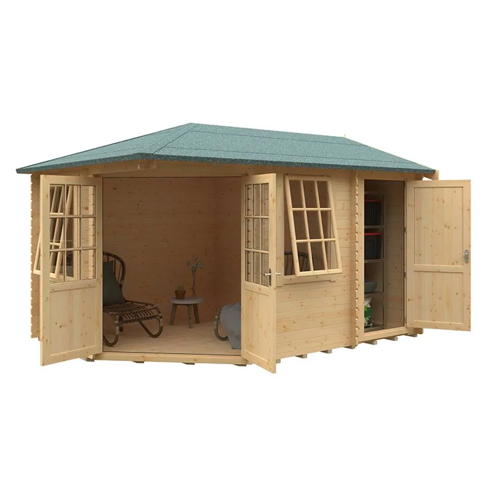 Buttercup Farm 14x10 The Victoria 28mm Cabin - L415 x W295 x H272.6 cm in Natural