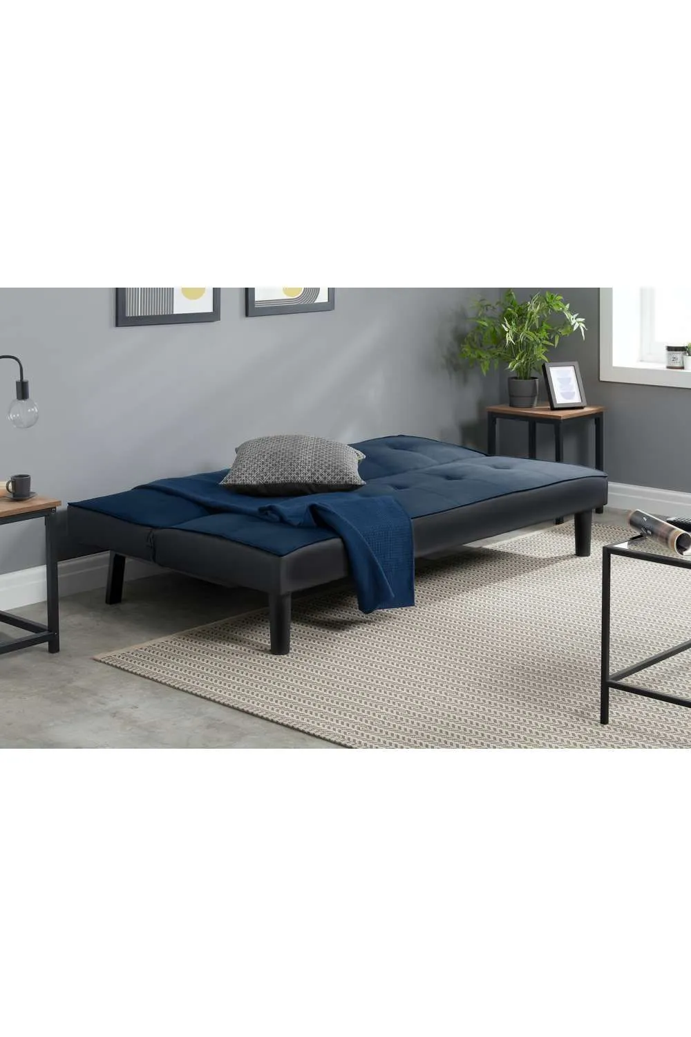 Birlea Velvet Sofa Bed Aurora 3 Seater Settee Modern Fabric in Navy 2