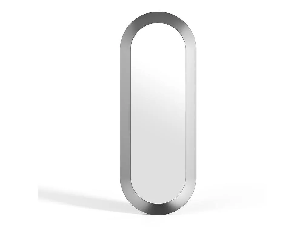 Vente-unique Oval Aluminium Wall Mirror - W. 60 X H. 160 Cm - Brushed Gunmetal in Silver 4