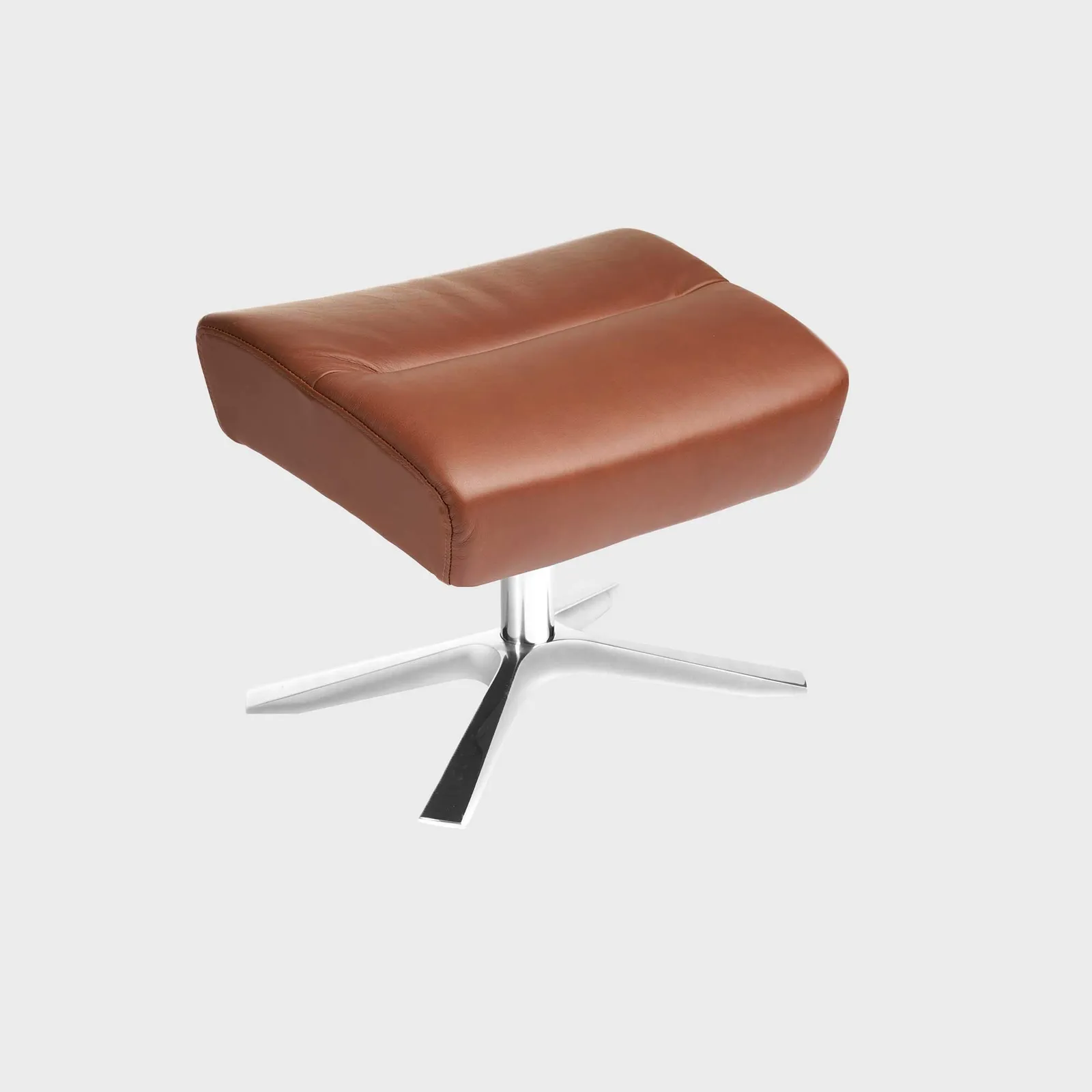 Conform Style Quattro X- Foot Footstool, Brown Leather | Barker & Stonehouse