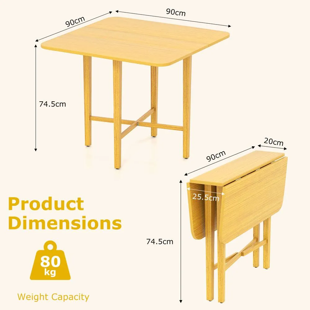 Costway Extendable Dining Table Drop Leaf Kitchen Table in Natural 2