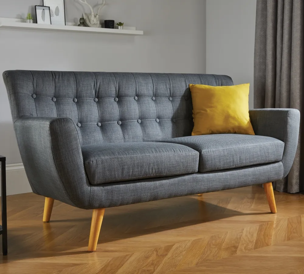 Loft 3 Seater Grey Fabric Sofa
