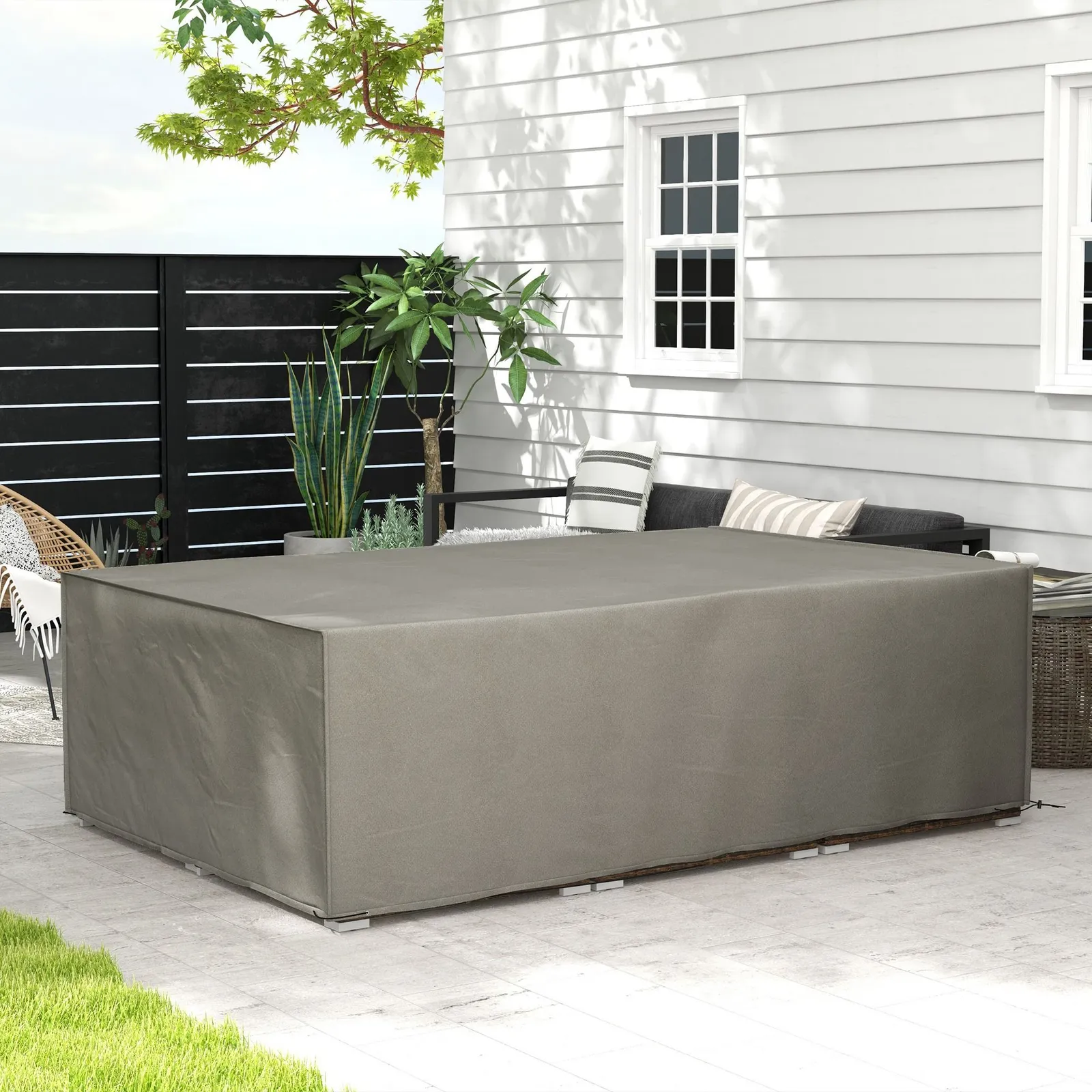 OUTSUNNY Garden Furniture Cover Outdoor Waterproof Rattan Set Rain Protection in Grey