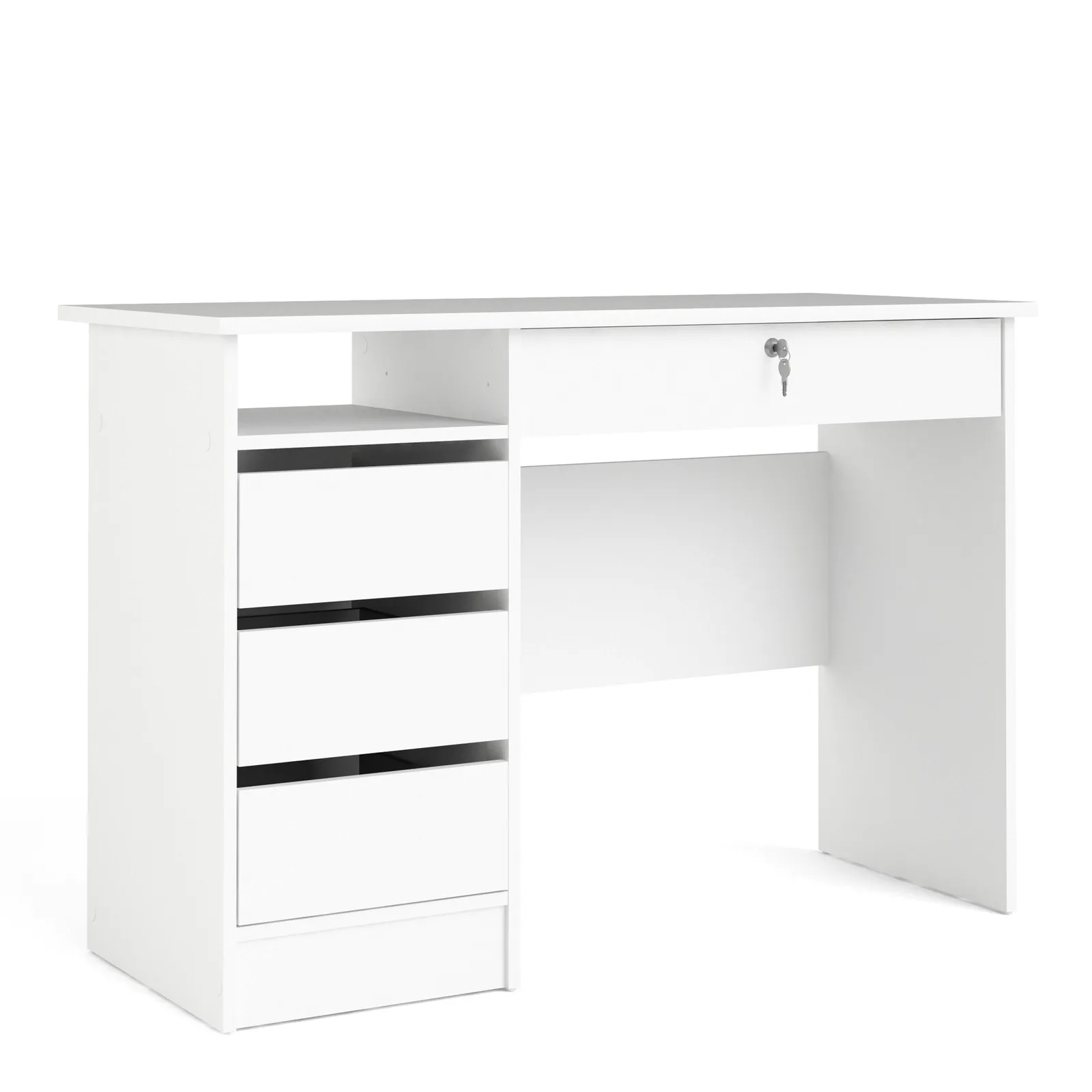 Furniture To Go Function Plus 4 Drawer Desk Handles Drawer in White