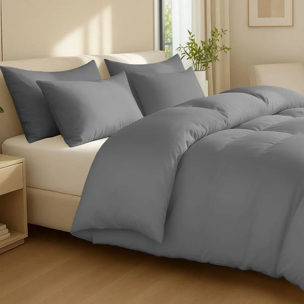 Grace 100% Egptian Cotton Duvet Cover Set with Matching Pillowcases in Grey