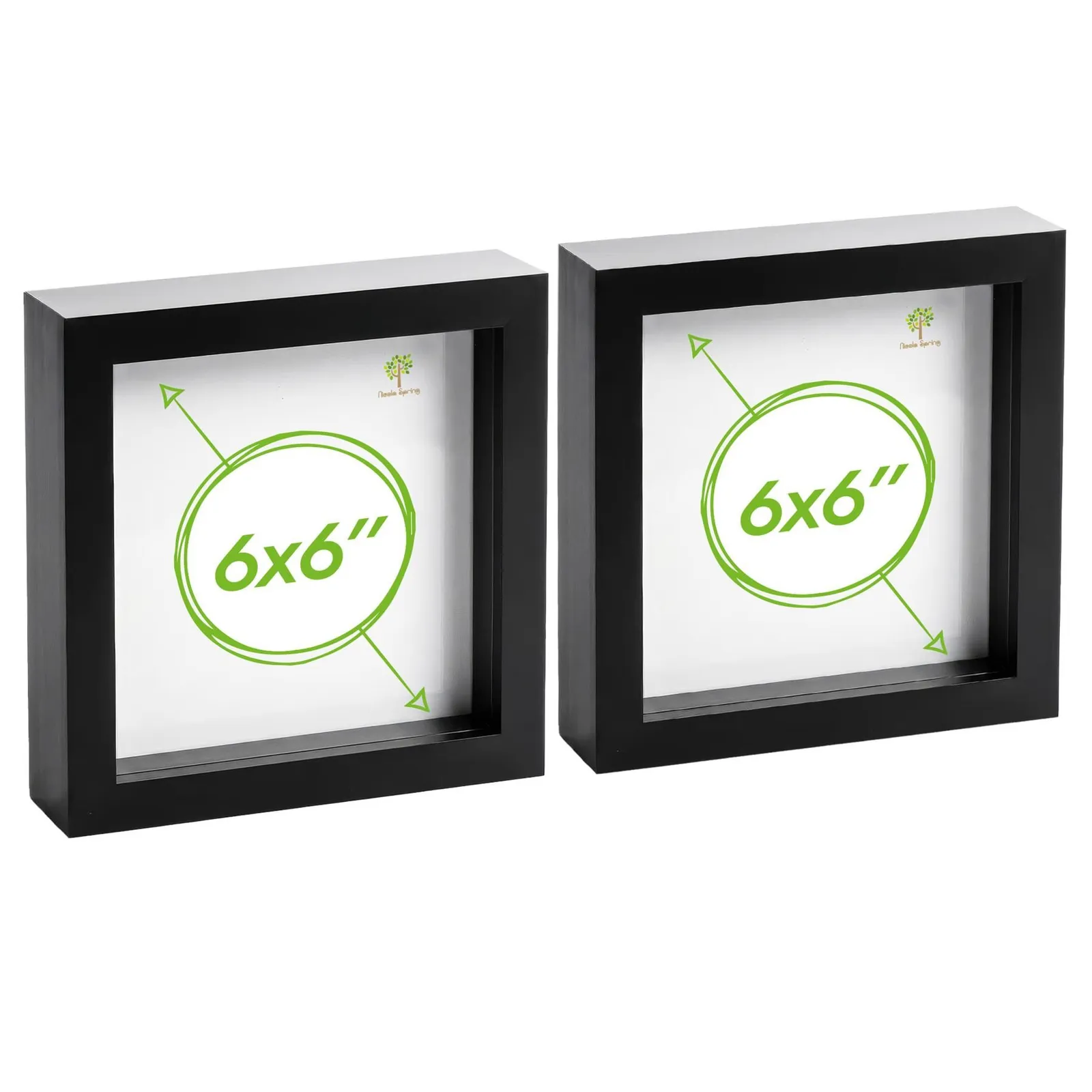 Nicola Spring 3D Box Photo Frames - 6" x 6" - Pack of 2 in Black