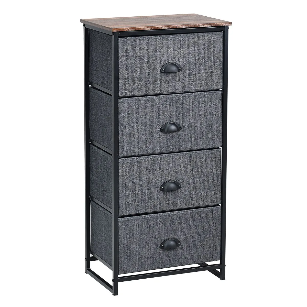 Costway 4-Drawer Fabric Dresser Metal Frame Chest of Drawers Nightstand