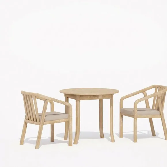 Maris 2 Seater Round Bistro Set With 2 Riven Chairs 3
