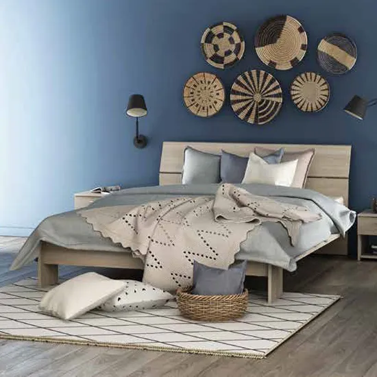 Prizy Extendable Wooden Double Bed In Shannon Oak