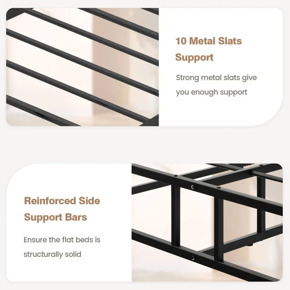 Costway King Size Bed Frame Metal Platform Bed Frame w/ Underbed Storage in Black 6