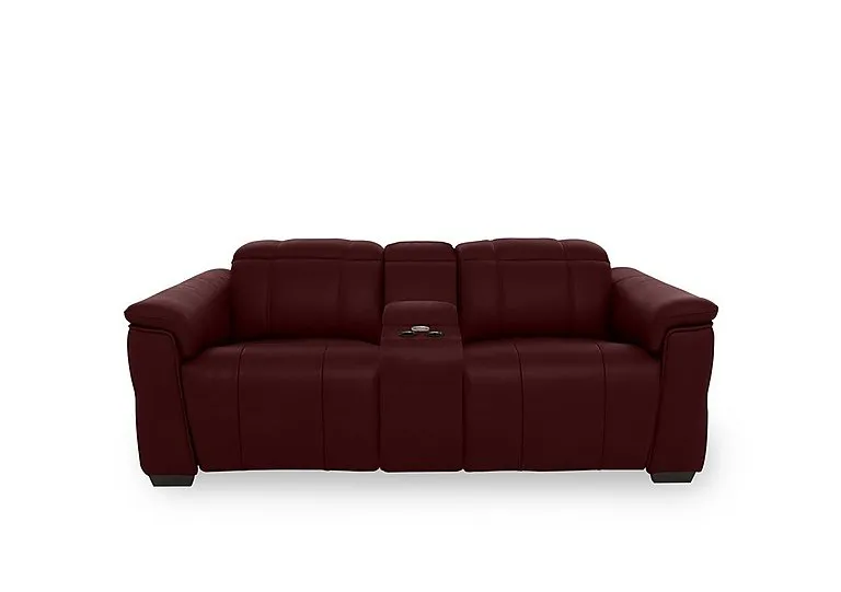 Inca NC Leather 2 Seater Power Recliner Sofa with Pop Up Light Console and Power Headrests - Ruby
