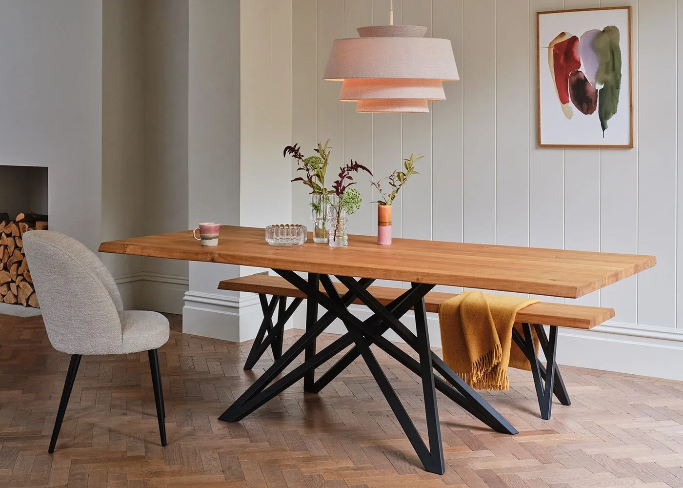 Heal's Vienna Bench 160x35cm Natural Oiled Oak Straight Edge Filled 2