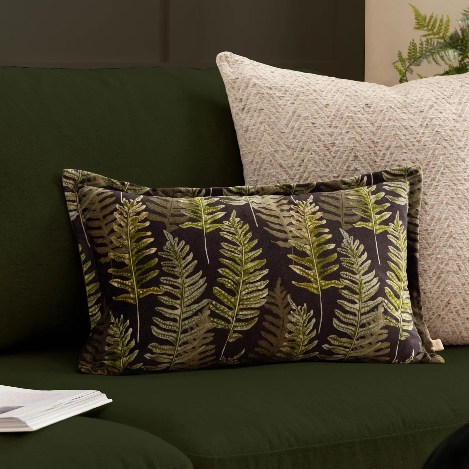 Wylder Nature Kielder Forest Fern Night Velvet Cushion