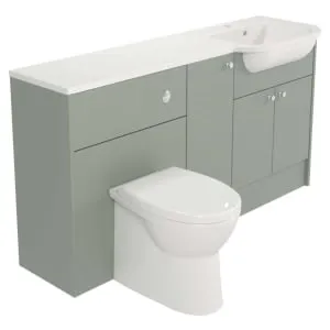Deccado Benham Willow Green Fitted Vanity & Toilet Pan Unit Combination with RH Basin - 1500mm 2