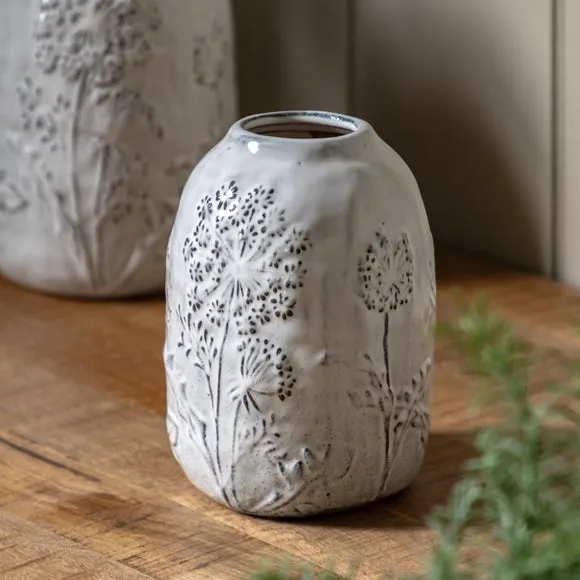 Cedar & Sage Meadow Embossed Ceramic Stone Vase 1