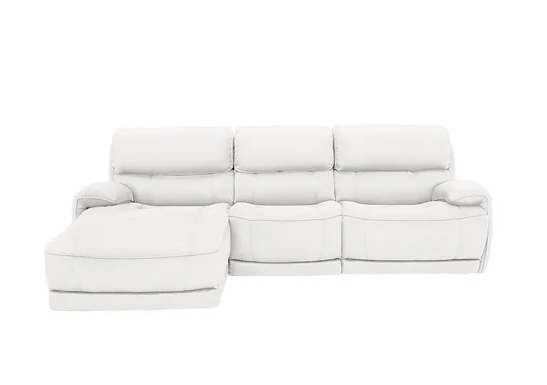 Link Leather Power Recliner Left Hand Facing Corner Chaise Sofa with Power Headrests - BV Star White