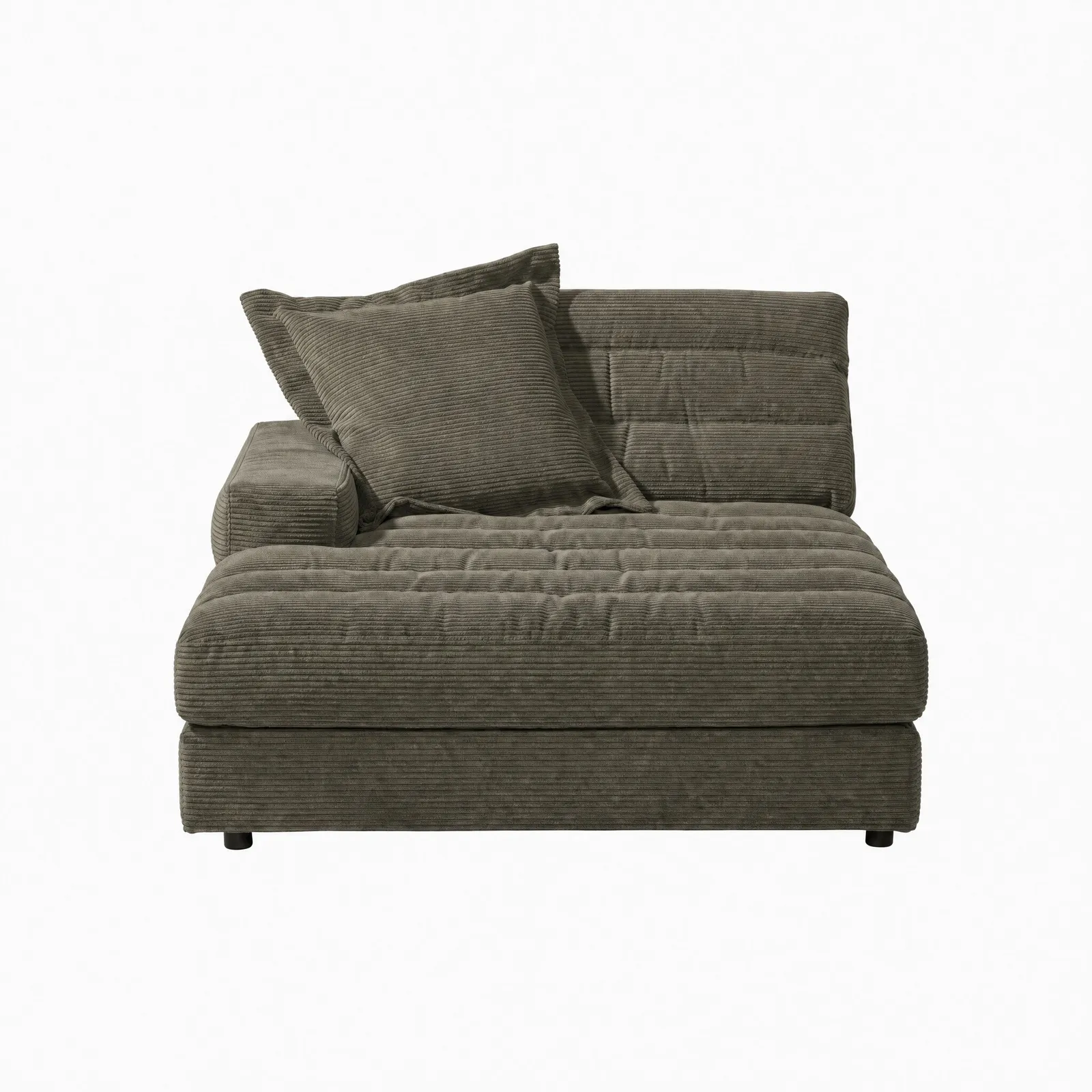 Twain Long Longchair Armrest Left Modular Sofa, Green Fabric | Barker & Stonehouse 2